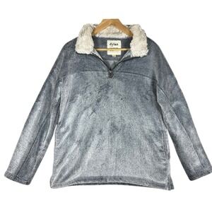 Dylan Los Angeles‎ Womens Fuzzy Fleece 1/2 Zip Pullover Gray Cozy S/P